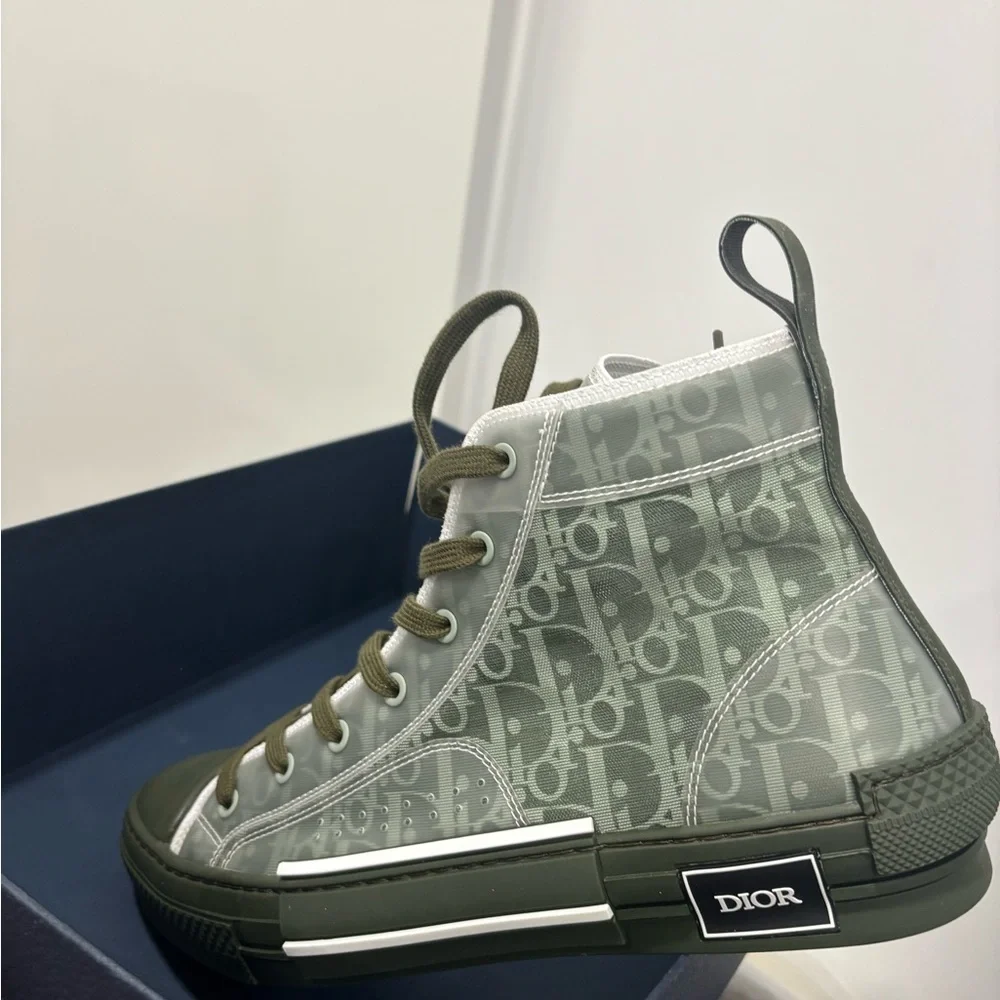 Dior Men's Sneakers in Olive and Cream - Picture 3 of 6